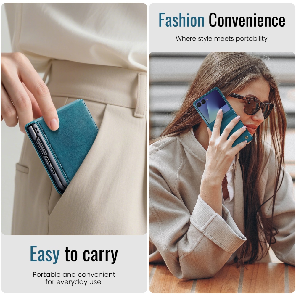 CASEME könyvformájú tok a Samsung Galaxy Z Flip8 5G-hez – kék-zöld