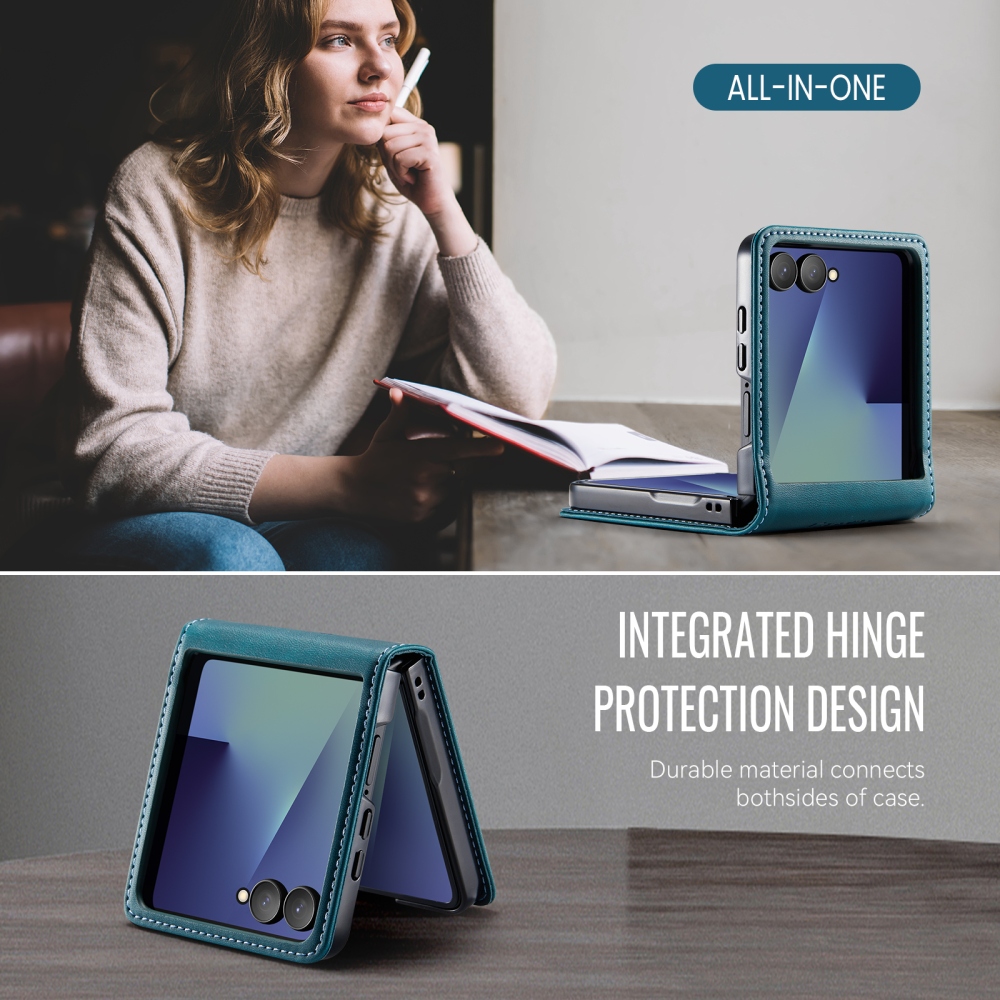 CASEME könyvformájú tok a Samsung Galaxy Z Flip8 5G-hez – kék-zöld