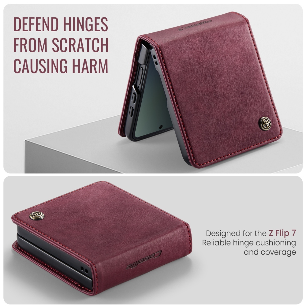 CASEME könyvformájú tok a Samsung Galaxy Z Flip8 5G-hez – bordó