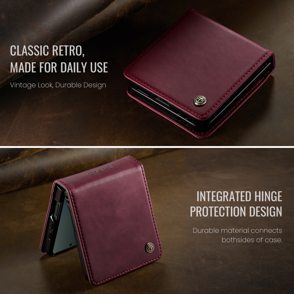 CASEME könyvformájú tok a Samsung Galaxy Z Flip8 5G-hez – bordó