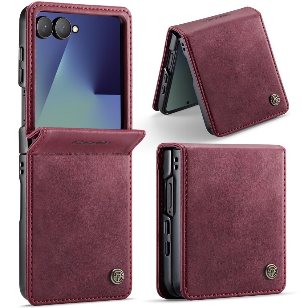 CASEME könyvformájú tok a Samsung Galaxy Z Flip8 5G-hez – bordó