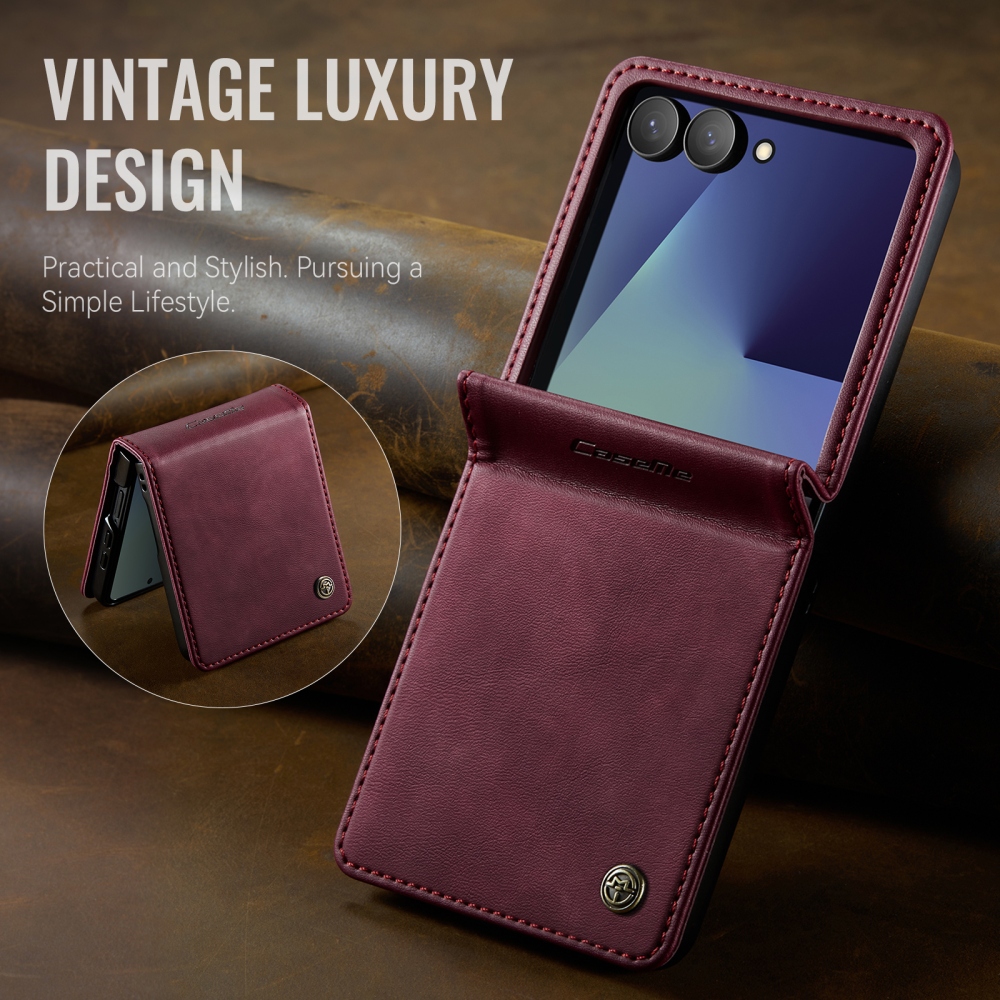 CASEME könyvformájú tok a Samsung Galaxy Z Flip8 5G-hez – bordó
