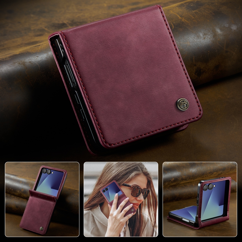 CASEME könyvformájú tok a Samsung Galaxy Z Flip8 5G-hez – bordó