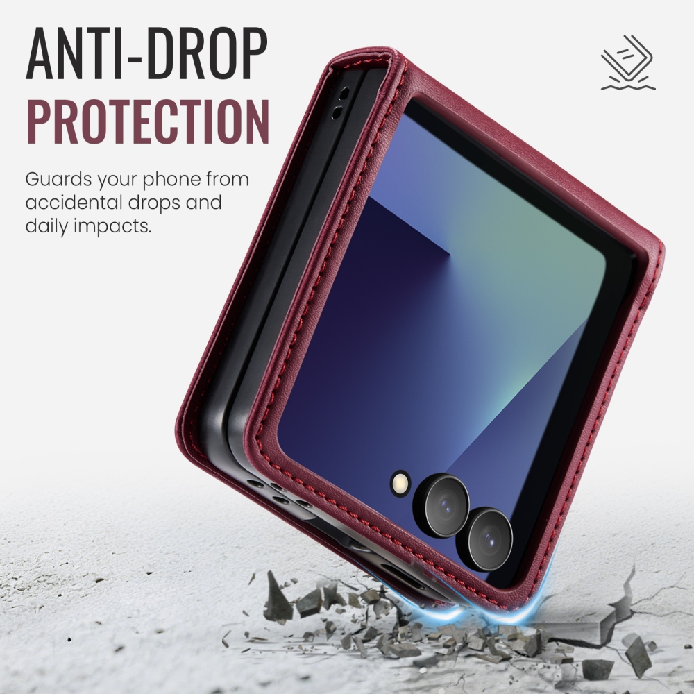 CASEME könyvformájú tok a Samsung Galaxy Z Flip8 5G-hez – bordó