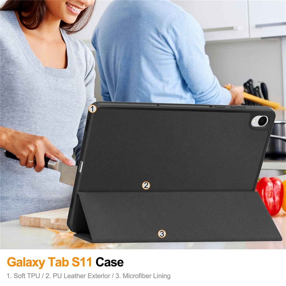 Cases intelligens záró tok Samsung Galaxy Tab S11 készülékhez - fekete