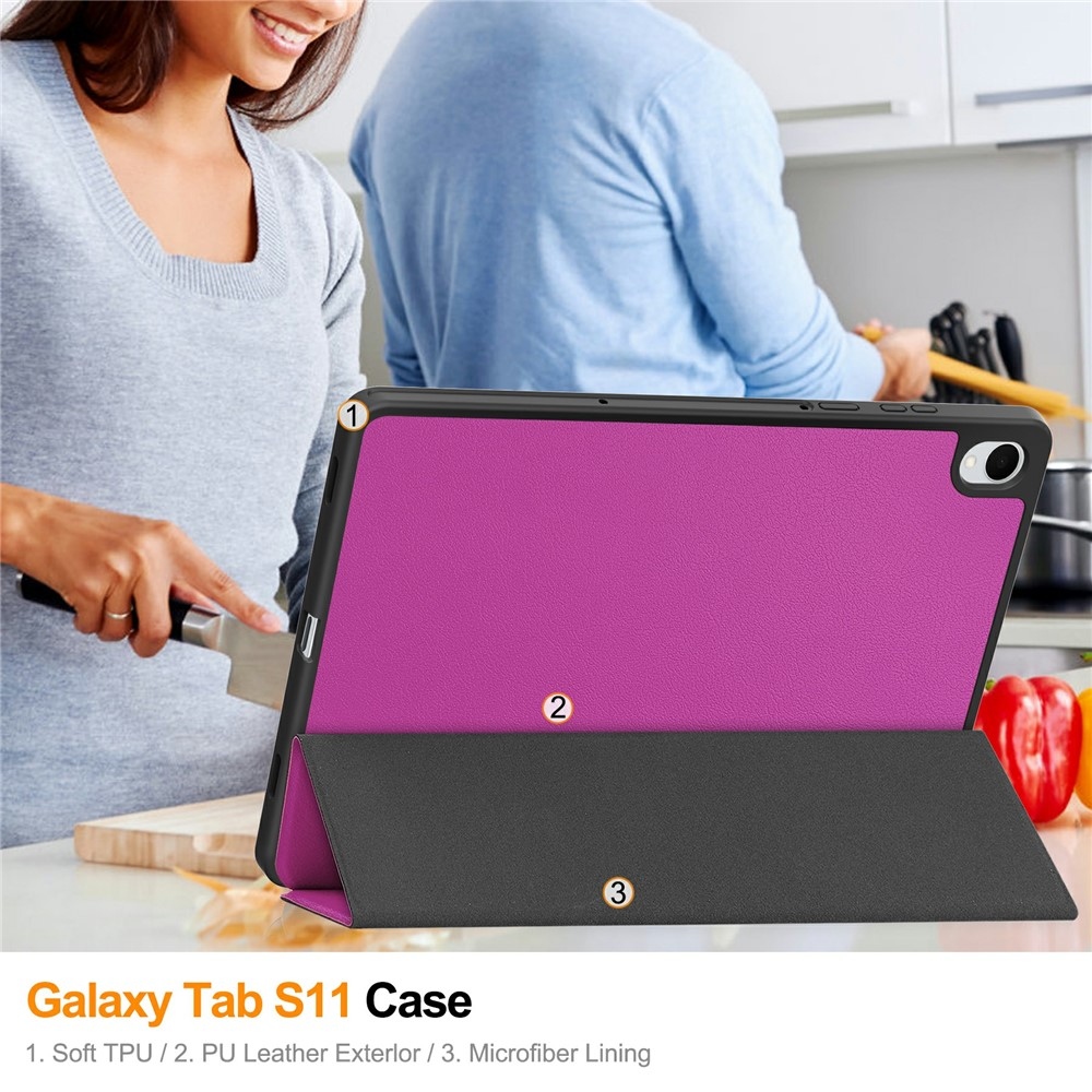 Cases okos záró tok Samsung Galaxy Tab S11-hez - lila