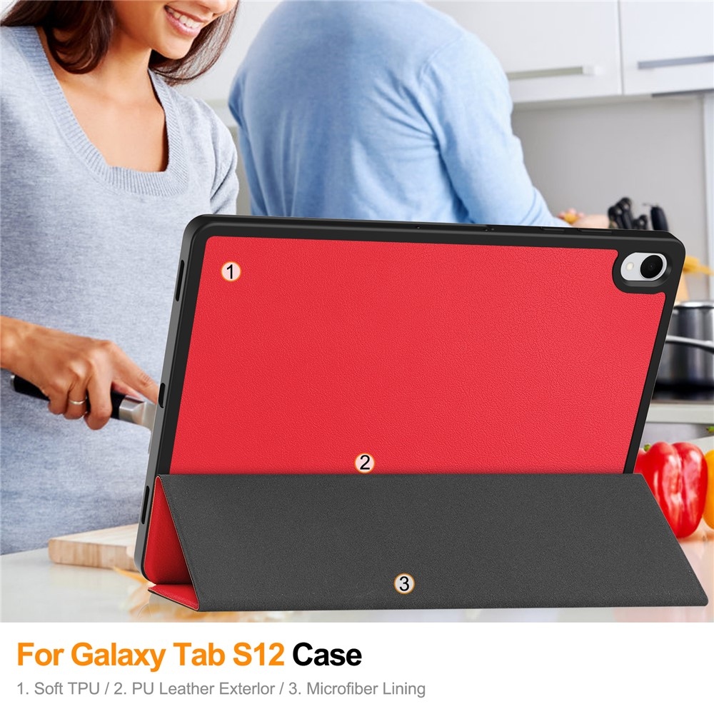 Cases okos tok a Samsung Galaxy Tab S12+ készülékhez – piros