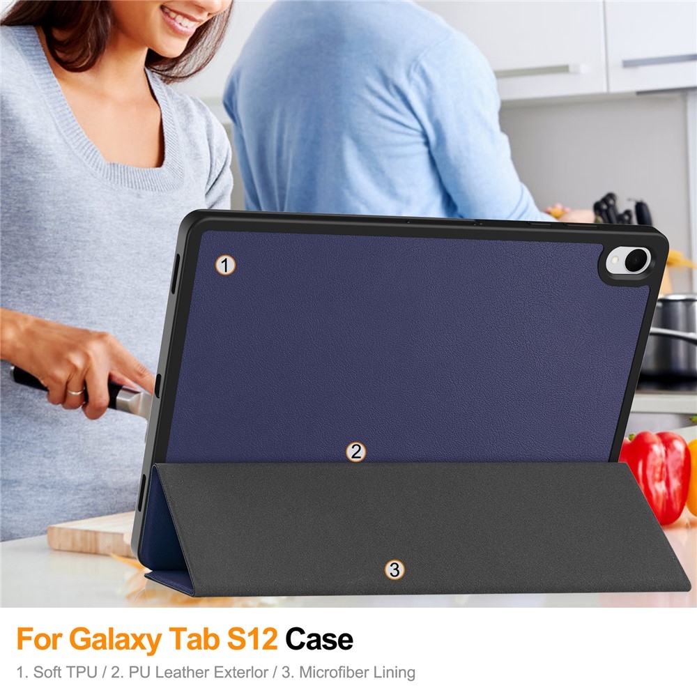 Cases okos tok a Samsung Galaxy Tab S12+ készülékhez – sötétkék