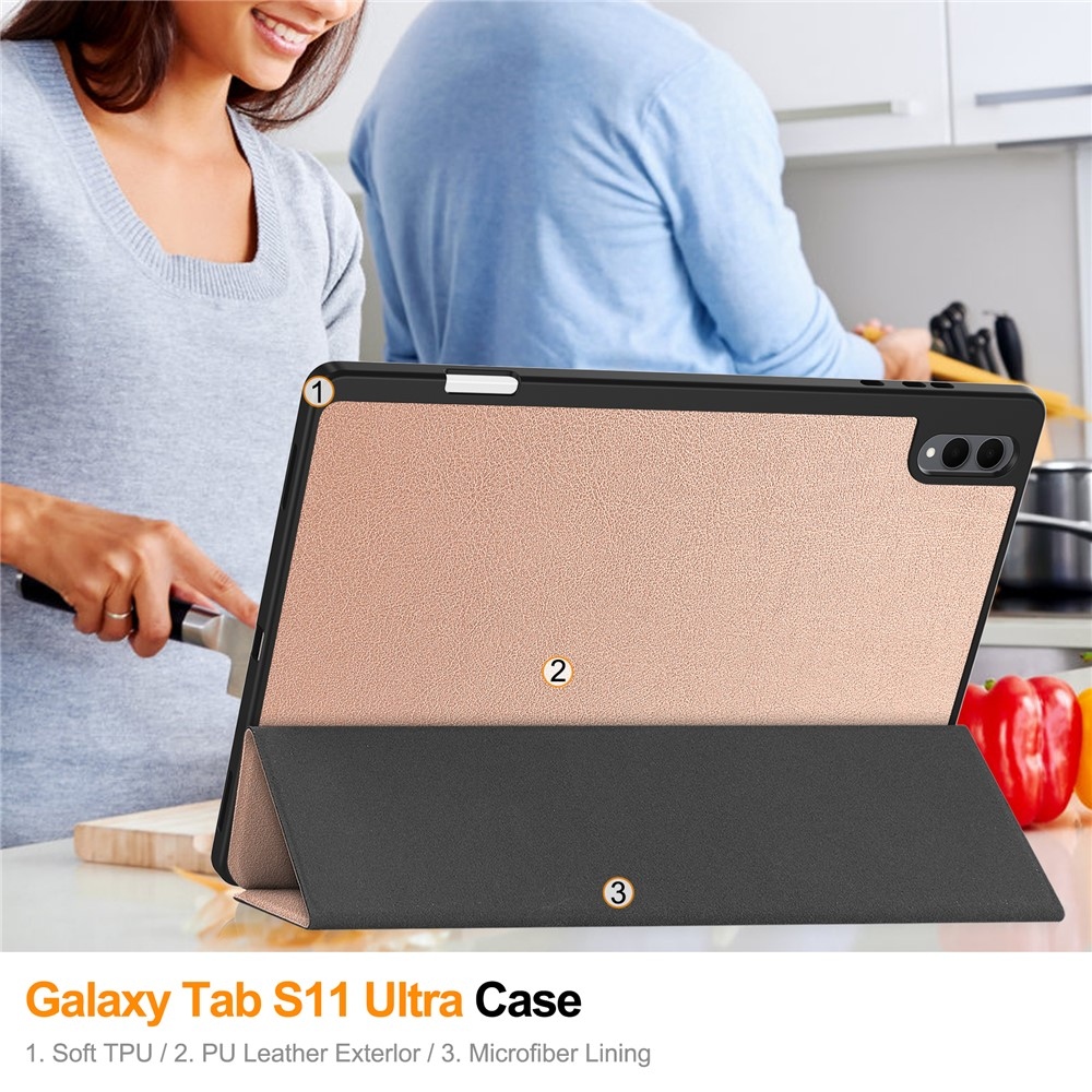 Cases okos tok a Samsung Galaxy Tab S12 Ultra-hoz – rózsaszín-arany