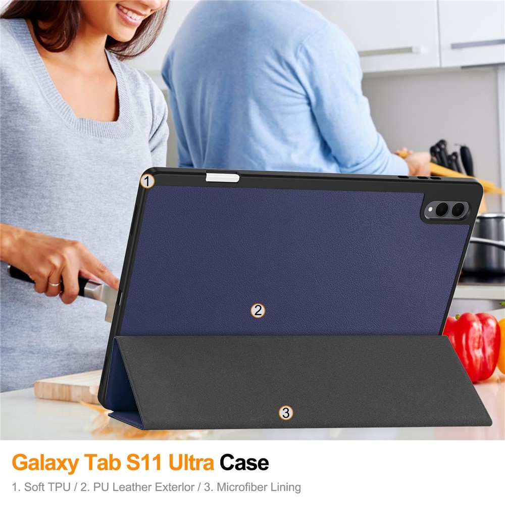 Cases okos tok a Samsung Galaxy Tab S12 Ultra készülékhez – sötétkék