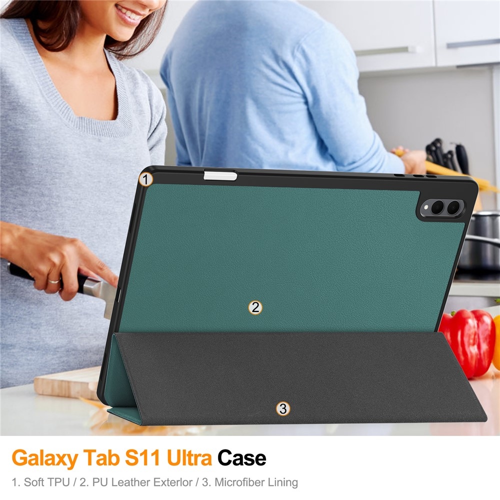 Cases okos tok a Samsung Galaxy Tab S12 Ultra-hoz – zöld
