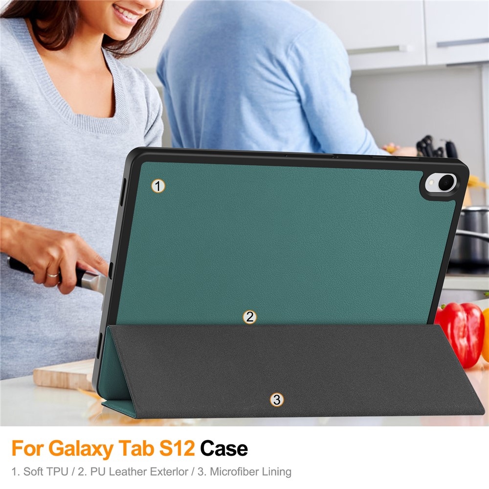 Cases okos tok a Samsung Galaxy Tab S12+ készülékhez – zöld