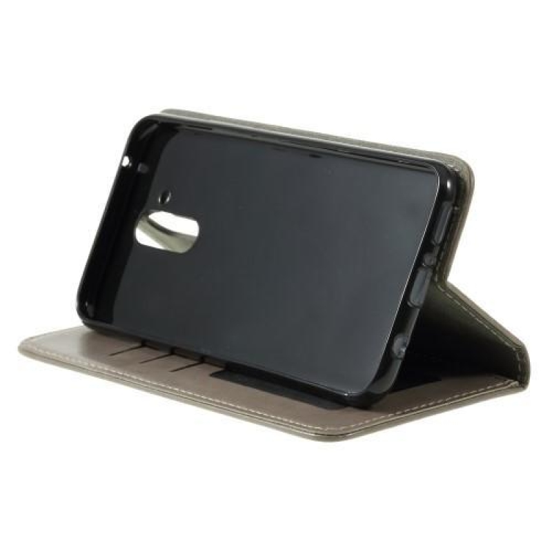 Macska PU bőr pénztárca tok Huawei Mate 20 Lite-hoz - szürke