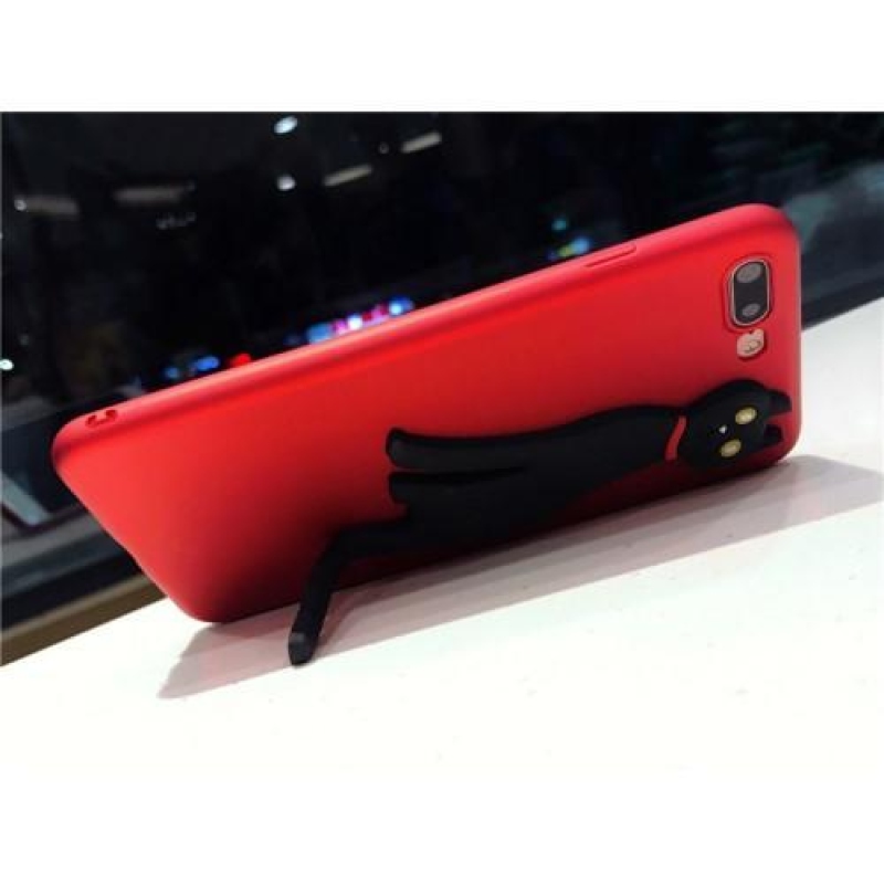 Macska 3D szilikon tok iPhone 6 Plus és iPhone 6s Plus készülékhez - fekete/fehér