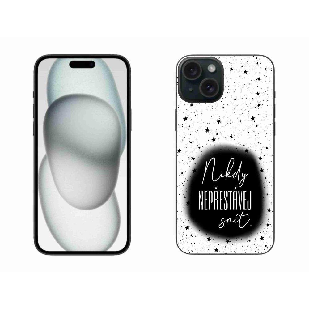 Gél borítás mmCase iPhone 15 Plus készülékhez - idézet 1 fekete és fehér háttér