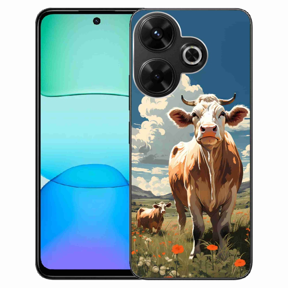 Gél borítás mmCase a Xiaomi Redmi 13 4G/Poco M6 4G számára - tehenek a réten