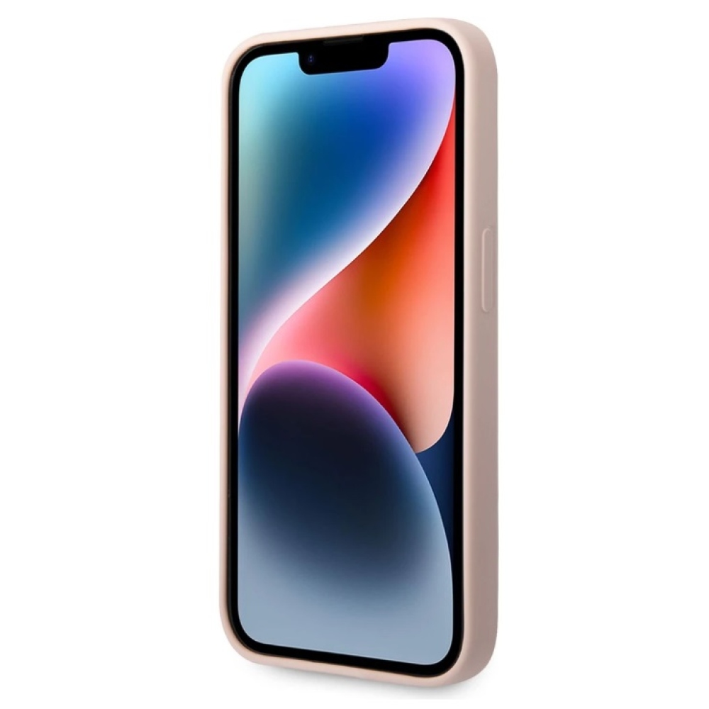 Karl Lagerfeld MagSafe Cover Folyékony szilikon Karl Head iPhone 14 Pro rózsaszínű