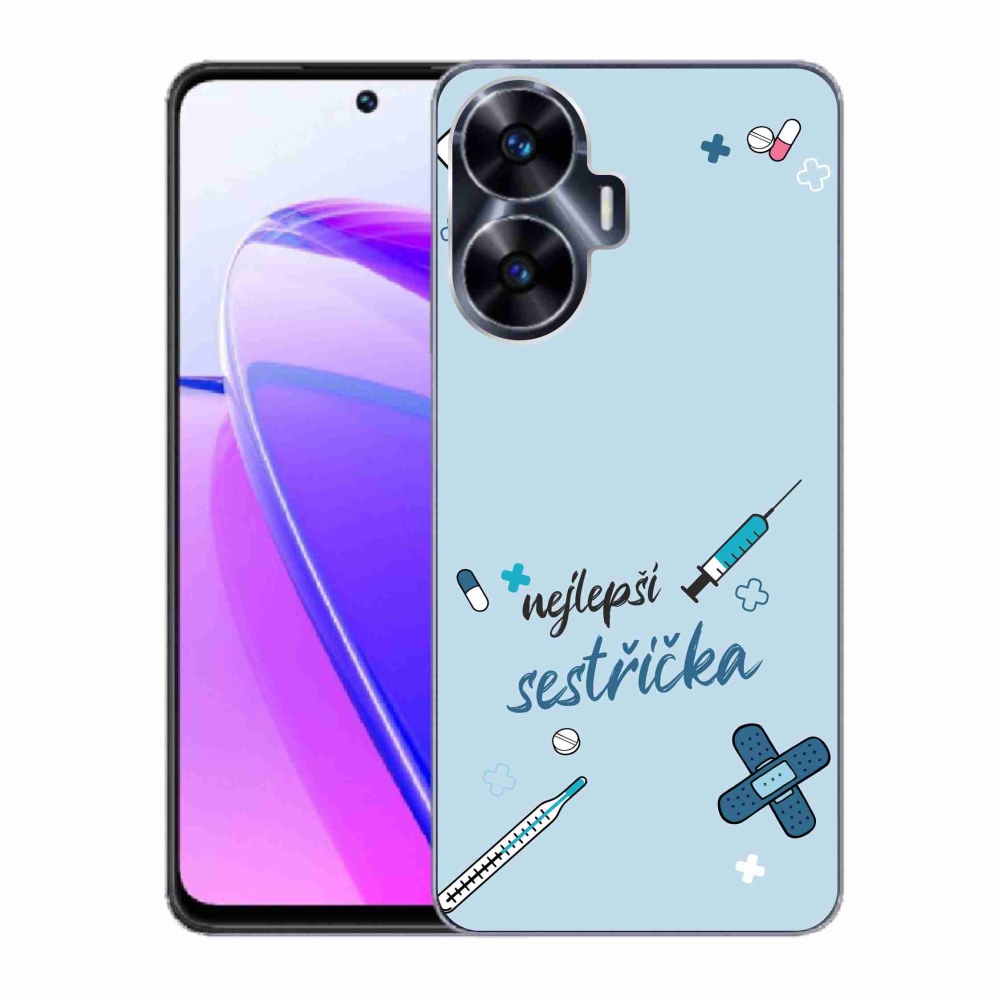 Gél borító mmCase a Realme C55-ön - a legjobb kishúg kék háttérrel