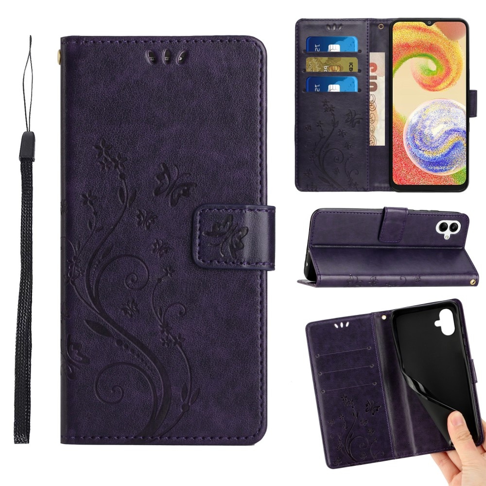 Virágok könyv tok Samsung Galaxy A06 4G - sötét lila