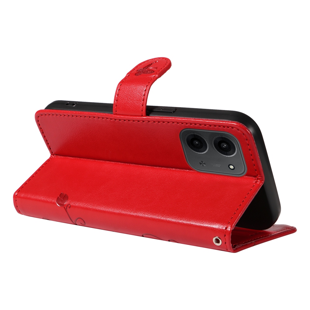 Virágok könyv tok Xiaomi Redmi 15C 4G/5G (173mm) - piros