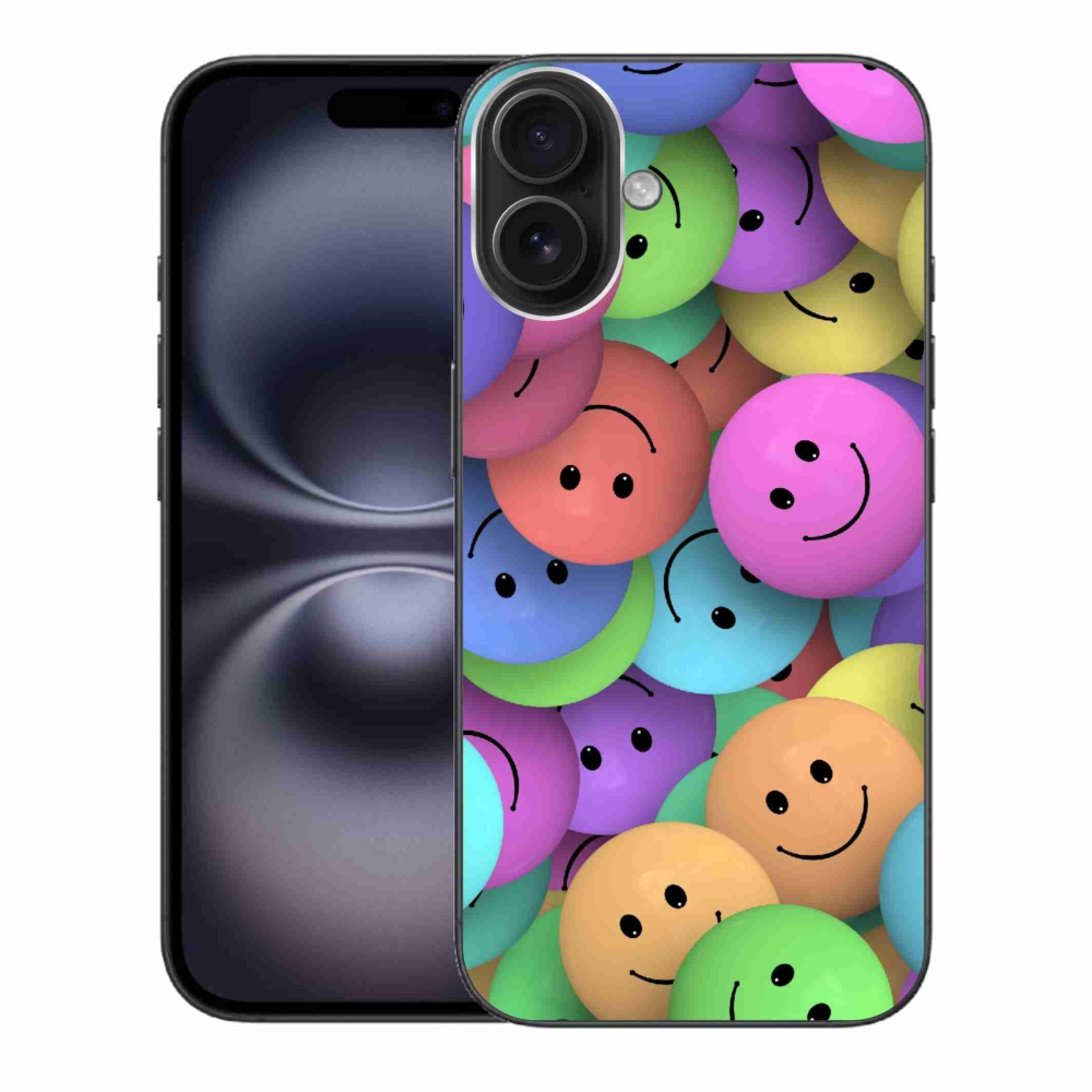 Zselés borítás mmCase iPhone 16 Plus készülékhez - színes smiley-k