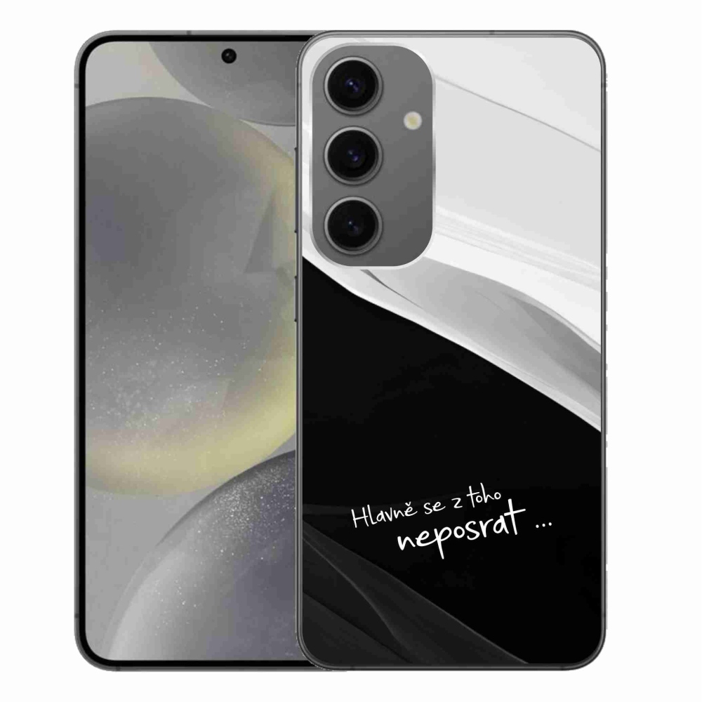 Gél borító mmCase Samsung Galaxy S24+ készülékhez - vicces szöveg 13 fekete és fehér háttérrel