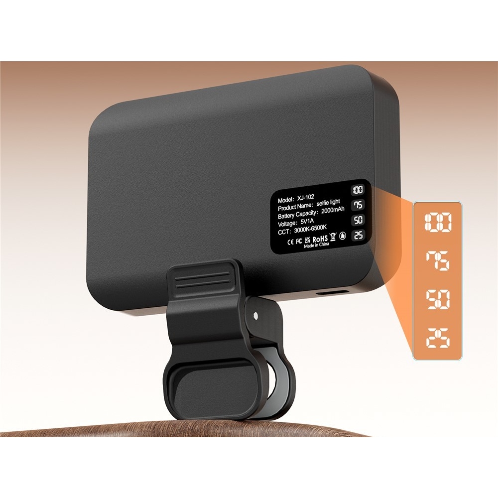 LED mobiltelefon-világítás csipesszel - fehér