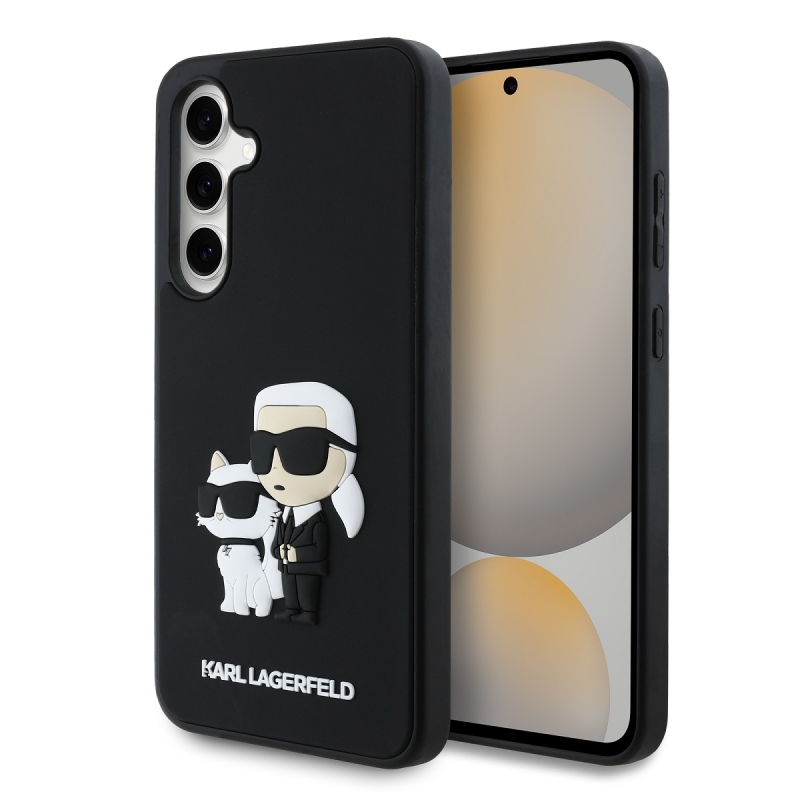 Karl Lagerfeld 3D gumiból készült Karl és Choupette hátlap Samsung Galaxy S24 FE Fekete