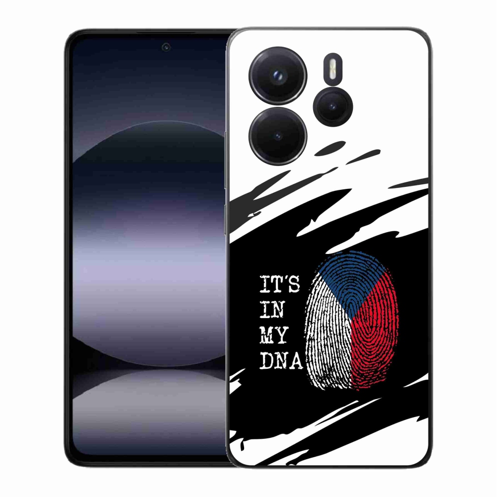 Gél borító mmCase a Xiaomi Redmi Note 14-hez - zászlós ujjlenyomat fekete és fehér háttérrel