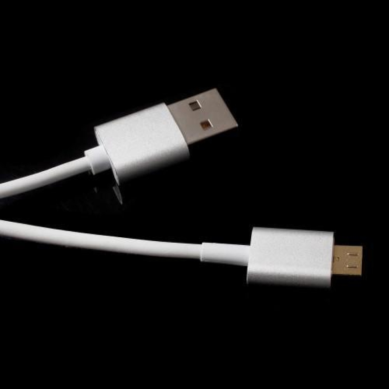 Töltő mikro USB kábel mágneses rögzítéssel - 1m - ezüst