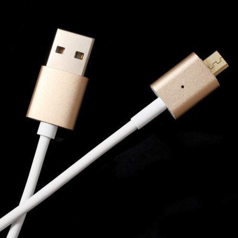 Töltő micro USB kábel mágneses rögzítéssel - 1m - arany színű