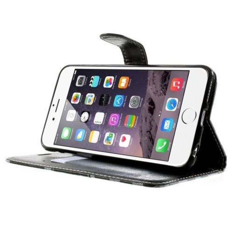 Ellenőrizze a PU bőr könyvtáska iPhone 6s Plus és 6 Plus készülékhez - fekete