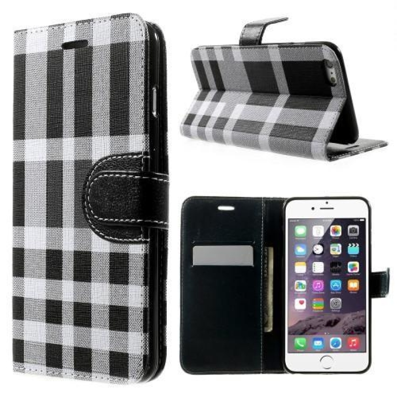 Ellenőrizze a PU bőr könyvtáska iPhone 6s Plus és 6 Plus készülékhez - fekete