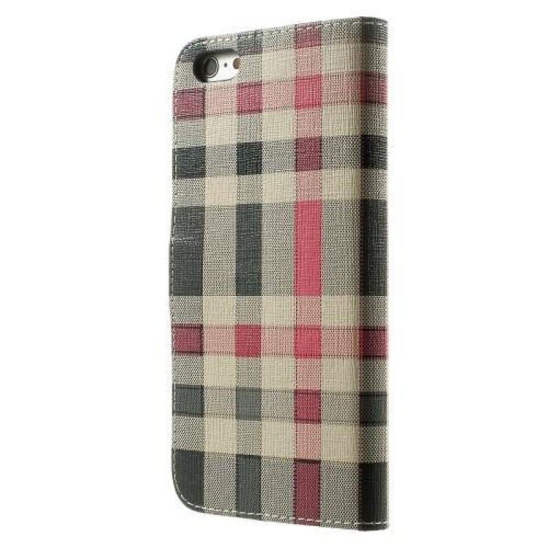 Check PU bőr könyvtáska iPhone 6s Plus és 6 Plus készülékhez - sötétkék színben