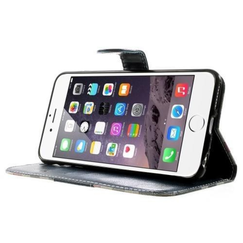 Check PU bőr könyvtáska iPhone 6s Plus és 6 Plus készülékhez - sötétkék színben