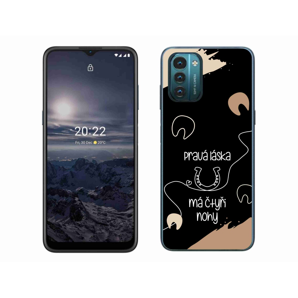 Zselés borítás mmCase a Nokia G11/G21 készülékhez - ló motívum fekete háttérrel
