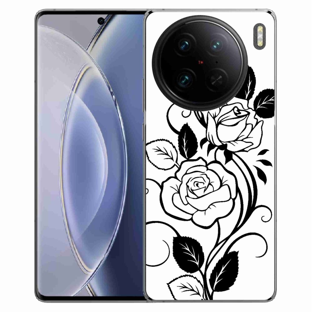 Gél borítás mmCase a Vivo X90 Pro készülékhez - fekete és fehér rózsa