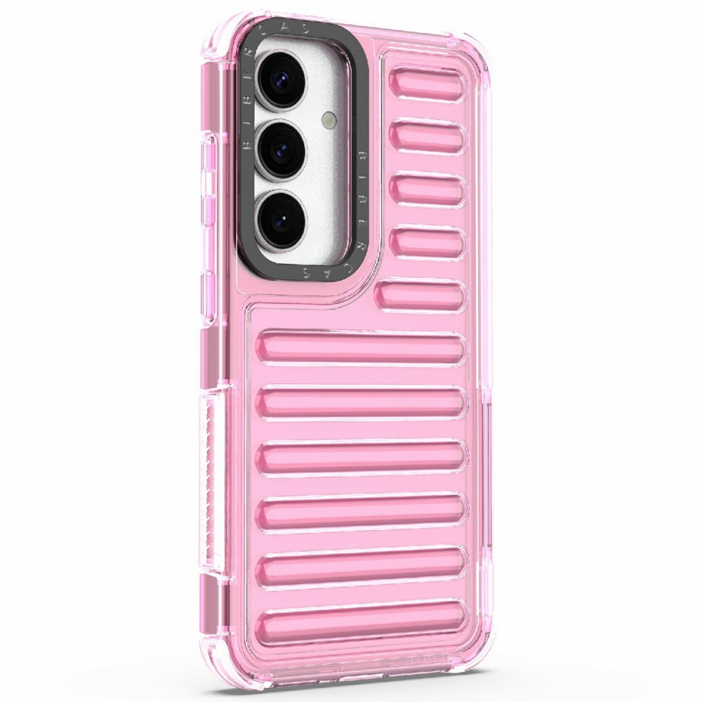 Csíkos tartós borító Samsung Galaxy S25 készülékhez - világos rózsaszín