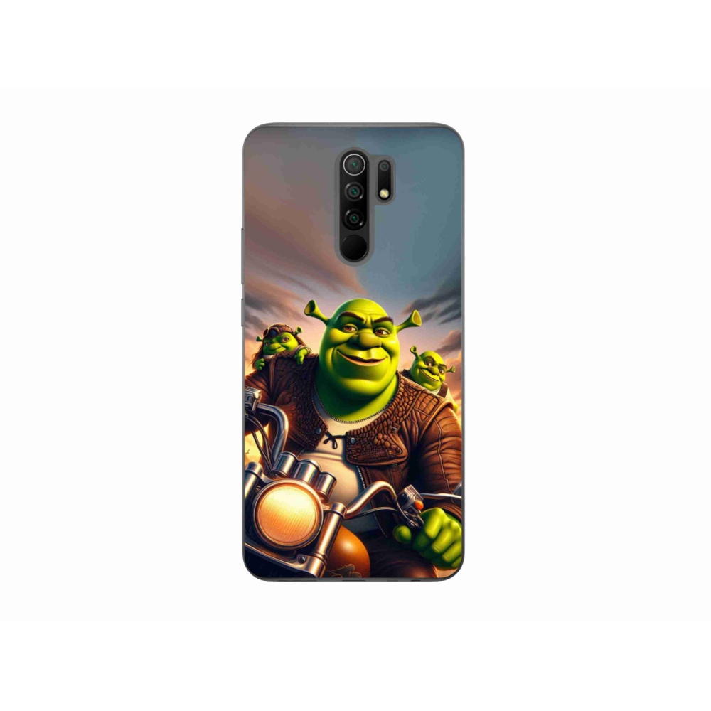 Gél borítás mmCase a Xiaomi Redmi 9-hez - Shrek egy motorkerékpáron