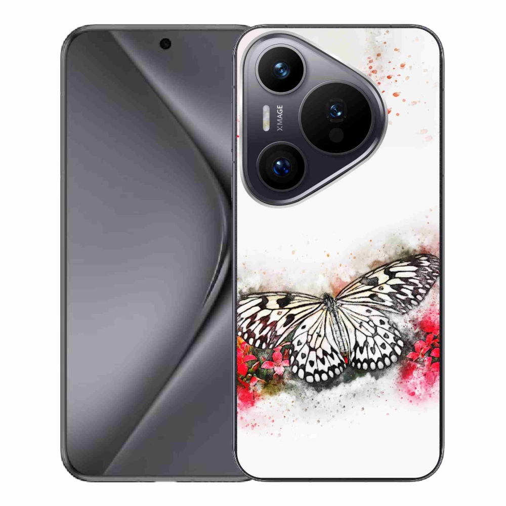 Zselés borítás mmCase a Huawei Pura 70 Pro számára - fekete-fehér pillangó