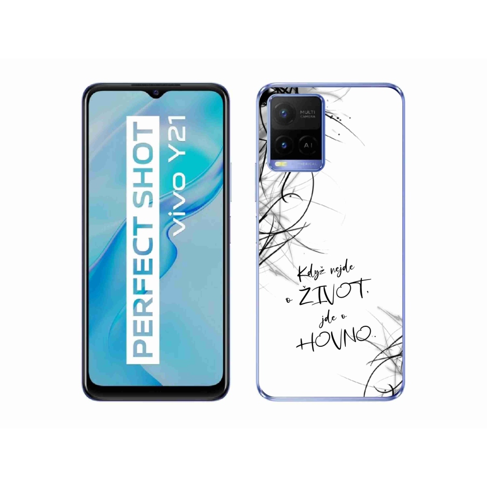 Gél borító mmCase a Vivo Y21/Y21s/Y33s készülékhez - vicces szöveg 16 fehér háttérrel