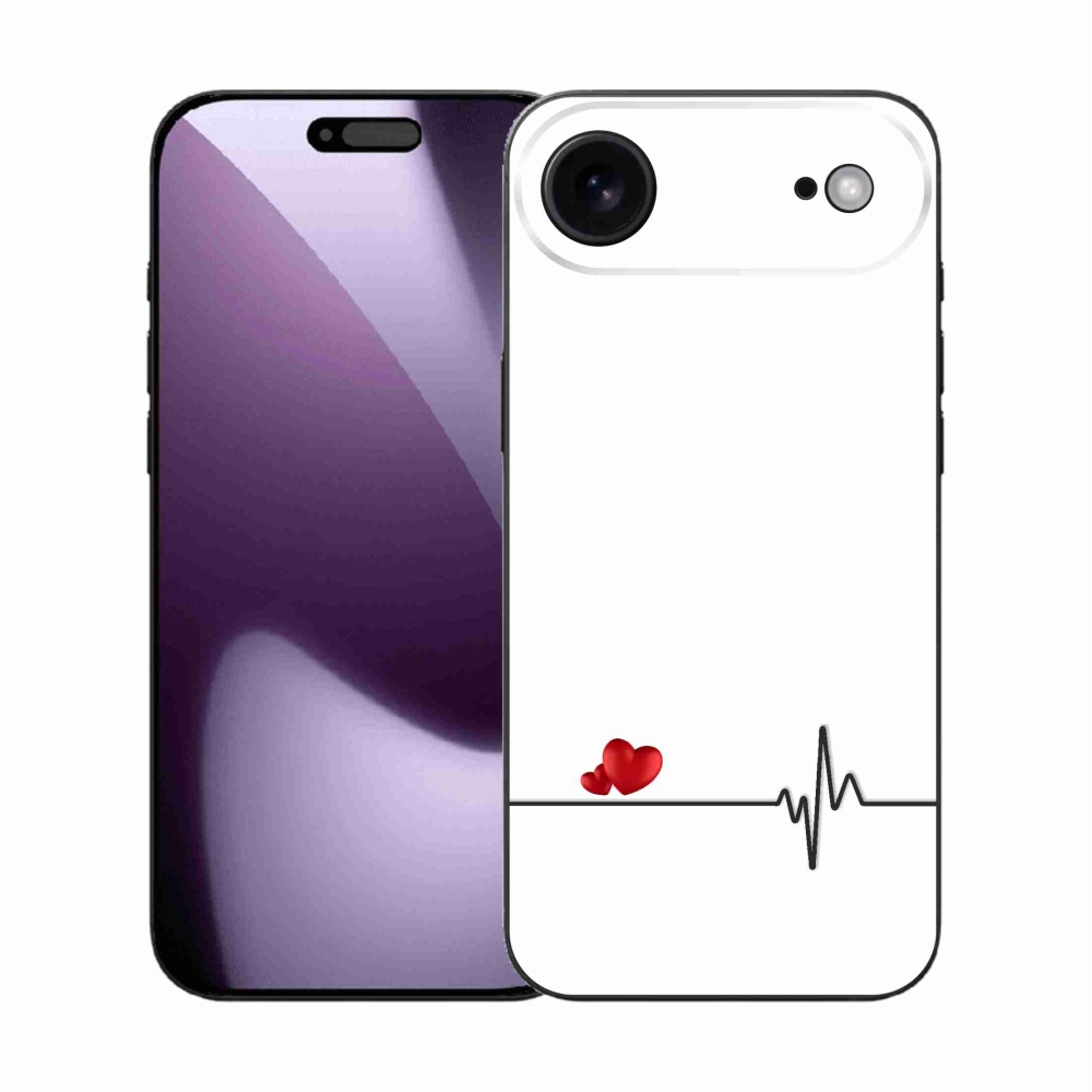 Gél borítás mmCase iPhone 17 Air készülékhez - szív és szívverés fehér háttérrel
