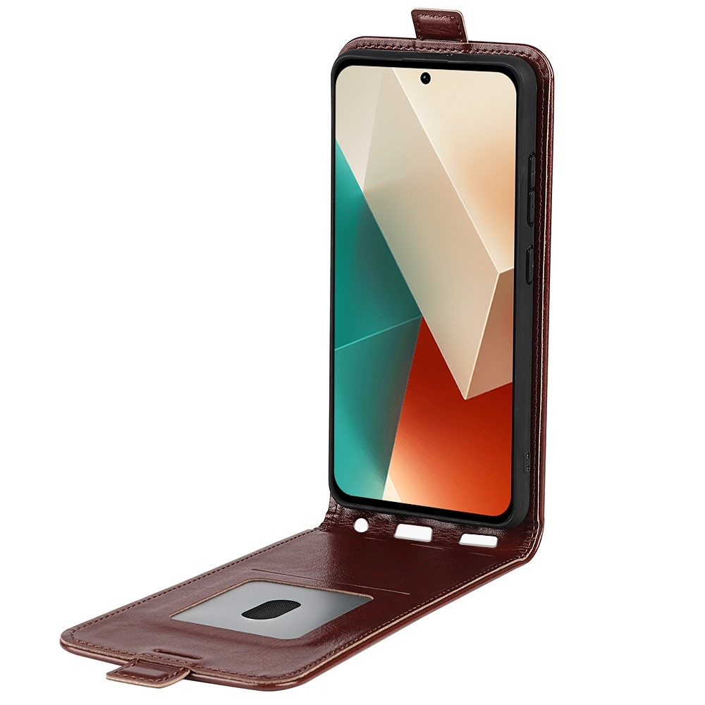 Függőleges flip tok Xiaomi Redmi Note 13 5G - barna színben