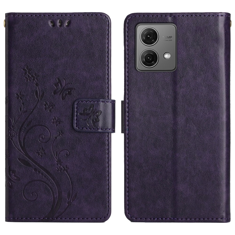 Virágok könyv tok Motorola Moto G85 5G - sötét lila