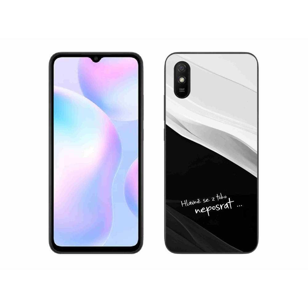 Gél borító mmCase a Xiaomi Redmi 9AT-hoz - vicces szöveg 13 fekete és fehér háttérrel