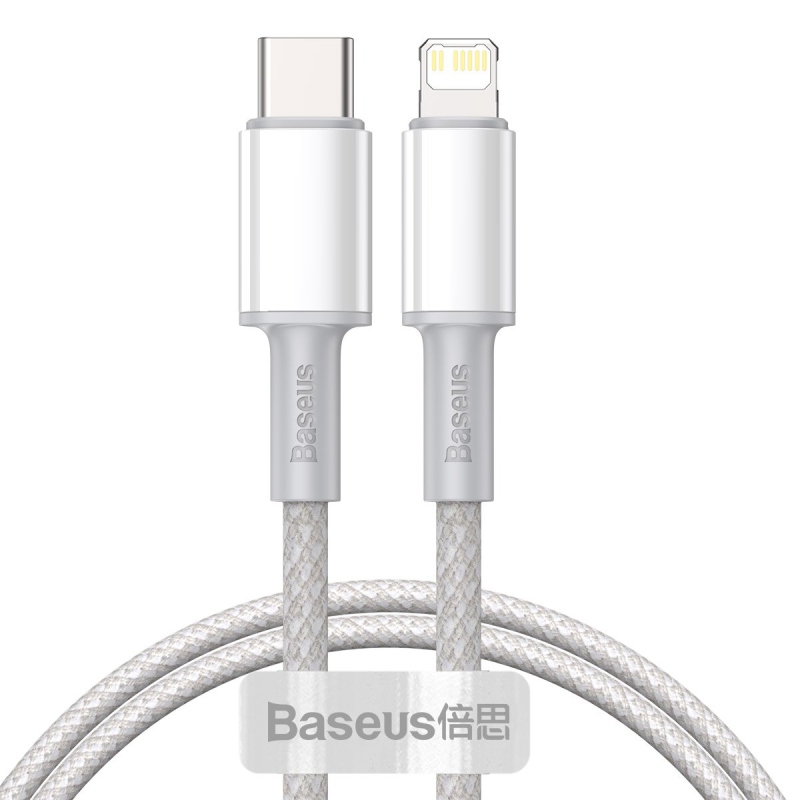 Baseus High Density Braided Series gyors töltő adatkábel USB-C - világítás 20W 1m fehér