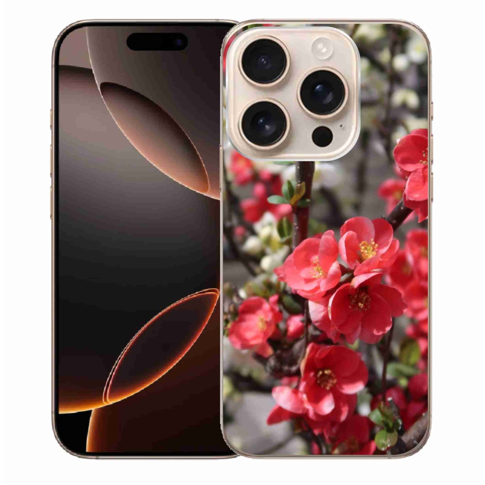 Zselés borítás mmCase iPhone 16 Pro Max készülékhez - piros virágok