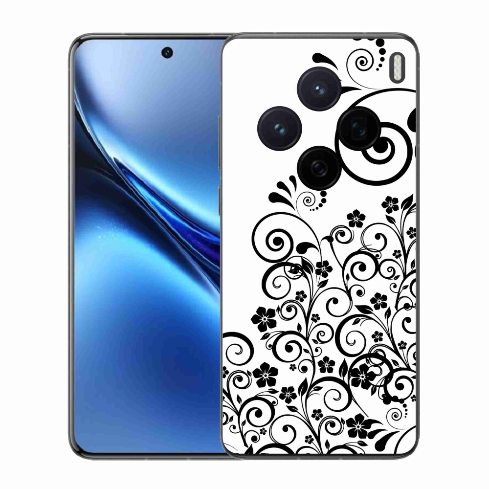 Gél borítás mmCase a Vivo X200 5G-n - fekete és fehér virágminták