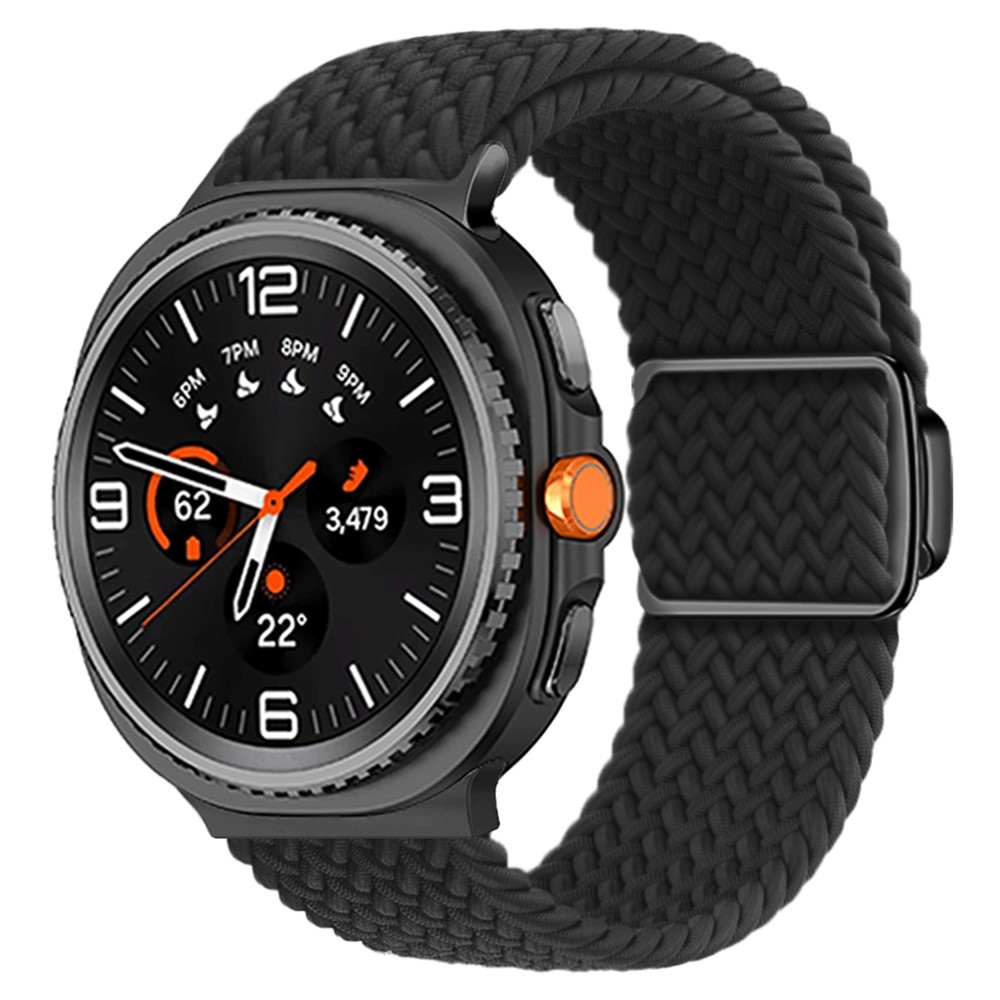 Clasp nylon szíj a Samsung Galaxy Watch8 Classic 46 mm-es/Watch8 44 mm-es/40 mm-es modellekhez – fekete