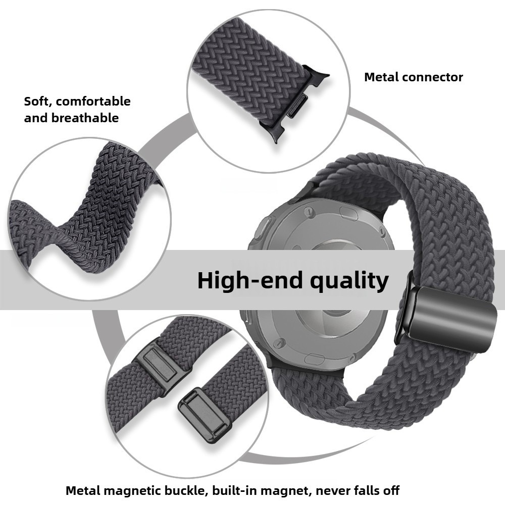 Clasp nylon szíj a Samsung Galaxy Watch8 Classic 46 mm-es/Watch8 44 mm-es/40 mm-es modellekhez – szürke